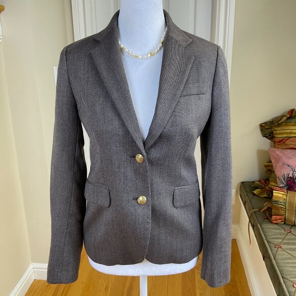 J. Crew Factory Blazer Wool Tweed Single Breasted Gold Button Classic School (0) - Picture 1 of 10